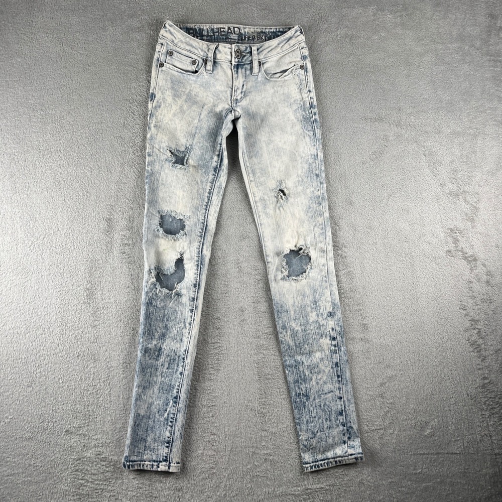 Bullhead Super Skinny Jeans Denim Distressed Acid Wash Ripped Women's Size 00